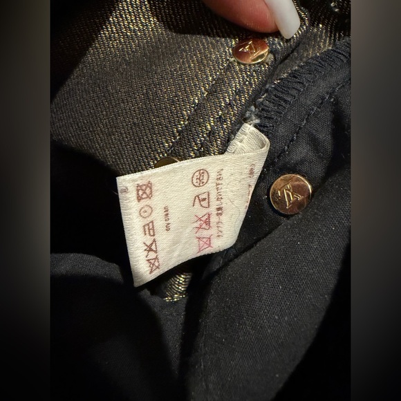 Louis Vuitton LV Metallic Gold Cuff Jeans Sz42 Dark Wash Designer Denim Rare Y2K - Picture 8 of 8